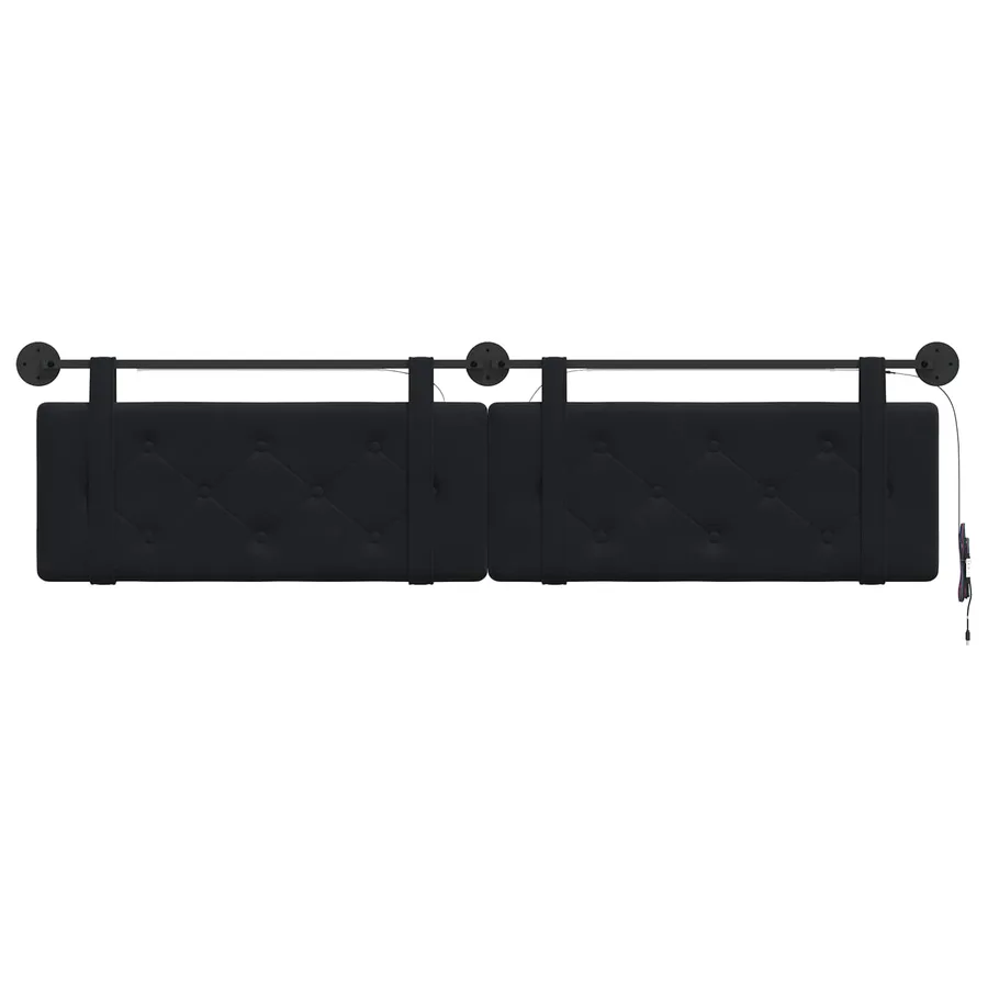Tête de lit suspendue Avec lumière LED Noir Velours - 6