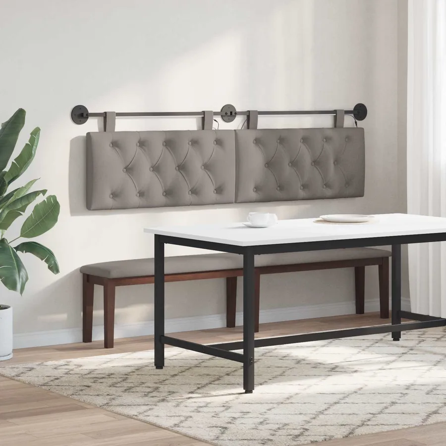 Tête de lit suspendue Avec lumière LED Taupe Tissu - 4