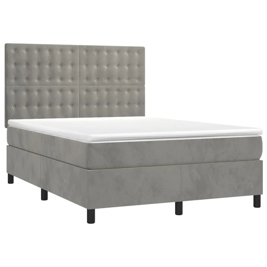 Sommier à lattes de lit matelas et LED Gris clair 140x200 cm - 3