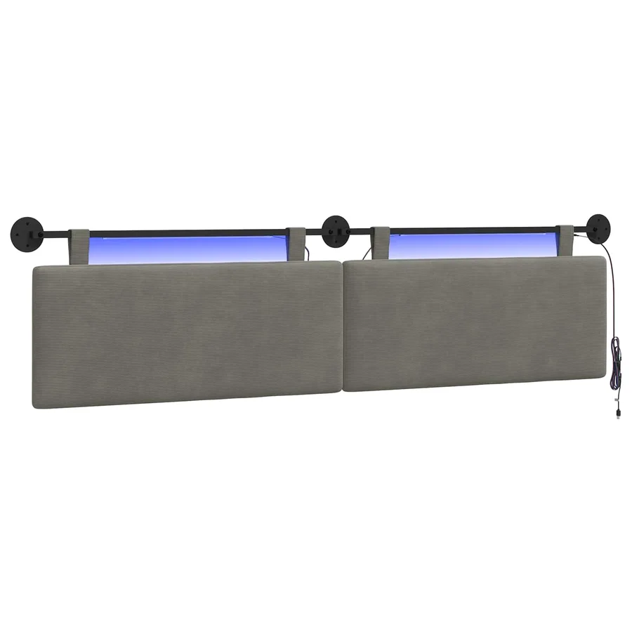 Tête de lit suspendue Gris clair Tissu en velours côtelé - 2