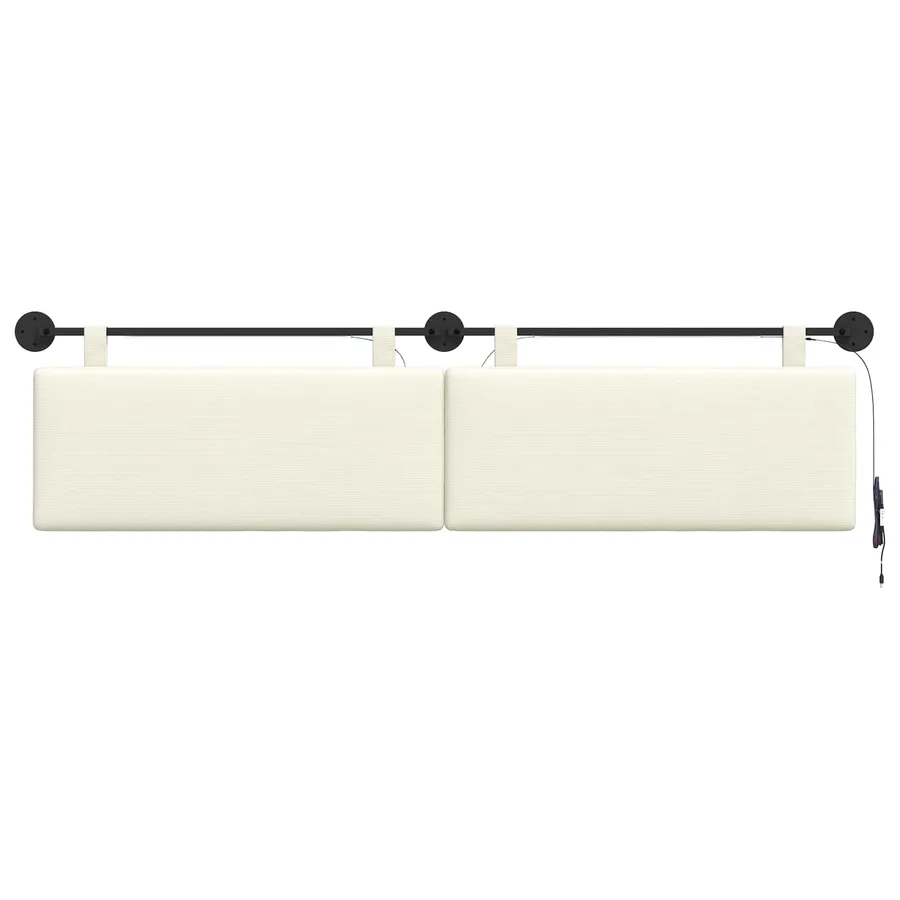 Tête de lit suspendue Crème Tissu en velours côtelé - 6