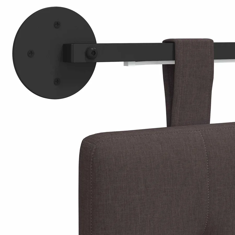 Tête de lit suspendue Avec lumière LED Marron foncé Tissu - 10