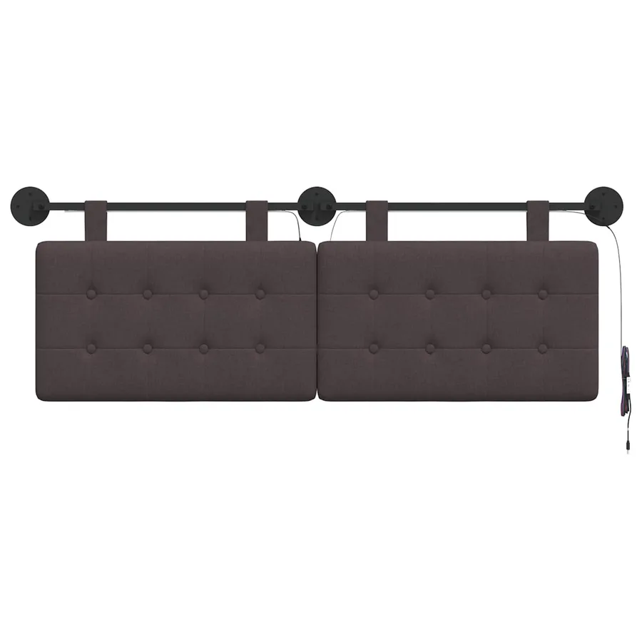 Tête de lit suspendue Avec lumière LED Marron foncé Tissu - 6