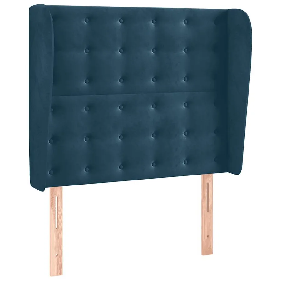 Tête de lit avec oreilles Bleu foncé 83x23x118/128 cm Velours - 2