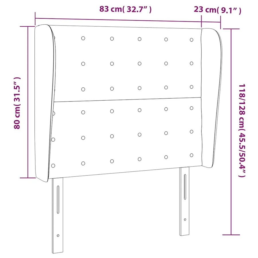Tête de lit avec oreilles Bleu foncé 83x23x118/128 cm Velours - 9