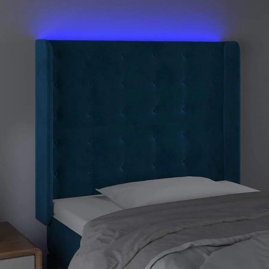 Tête de lit à LED Bleu foncé 83x16x118/128 cm Velours - 4