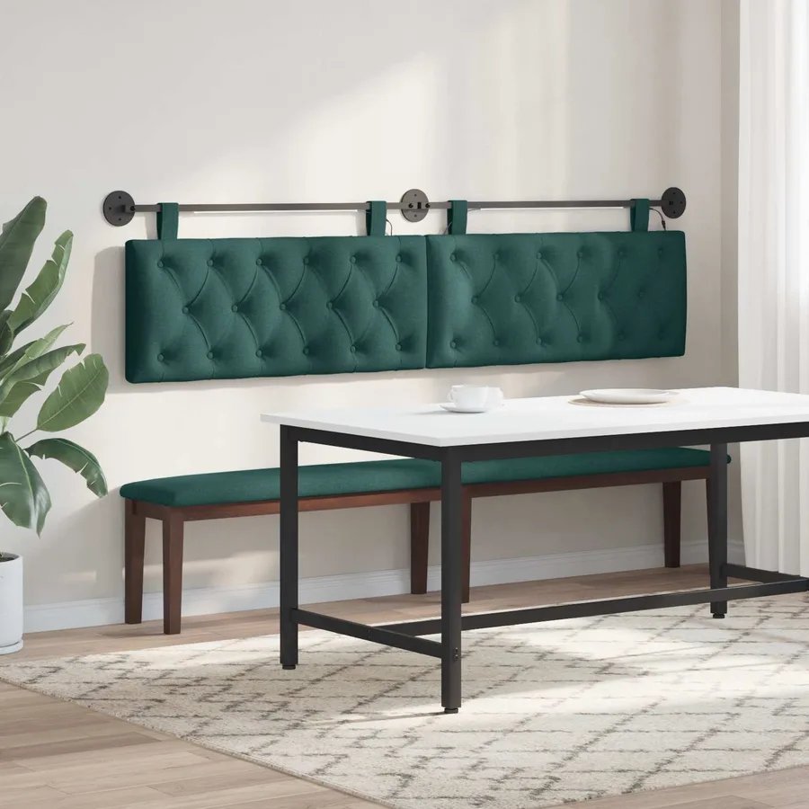 Tête de lit suspendue Avec lumière LED Vert foncé Tissu - 4