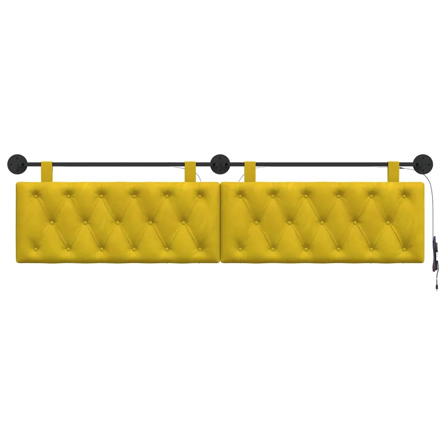 Tête de lit suspendue Avec lumière LED Jaune Velours - 6