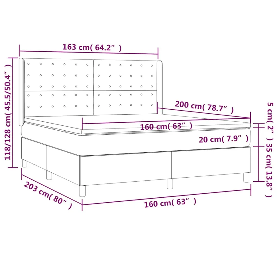 Sommier à lattes de lit matelas et LED Bleu foncé 160x200 cm - 9