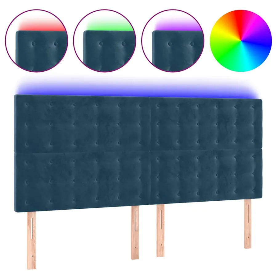 Tête de lit à LED Bleu foncé 160x5x118/128 cm Velours - 2