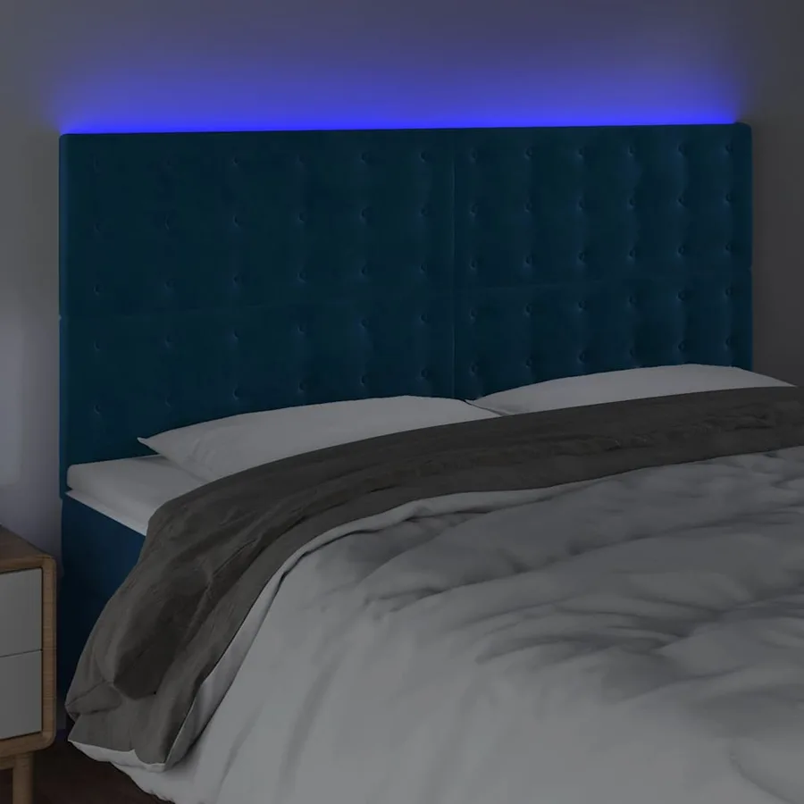 Tête de lit à LED Bleu foncé 160x5x118/128 cm Velours - 3