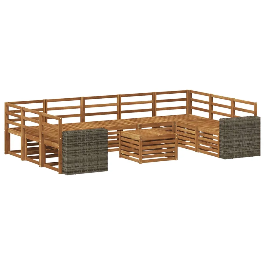 Ensembles de canapés 10 pcs Naturel Bois d'Acacia Massif - 2
