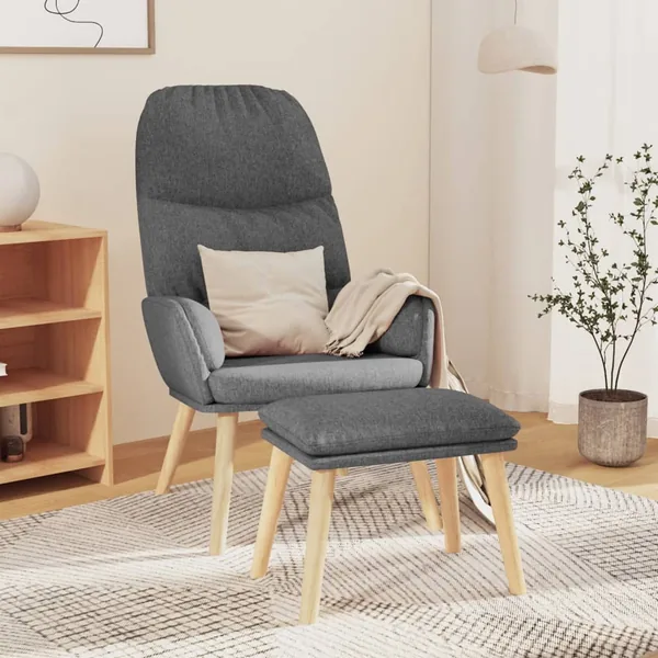Chaise de relaxation avec tabouret Gris clair Tissu