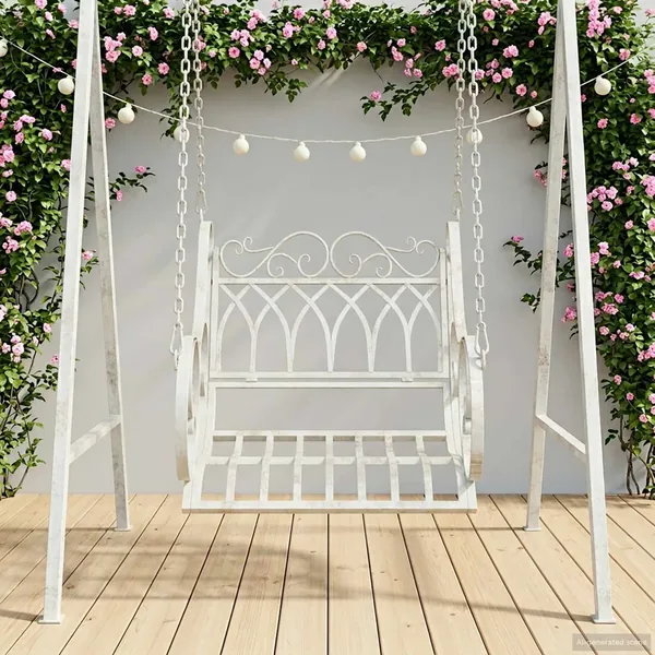 Banc Balançoire Acier 71 x 75 x 59 cm Blanc antique