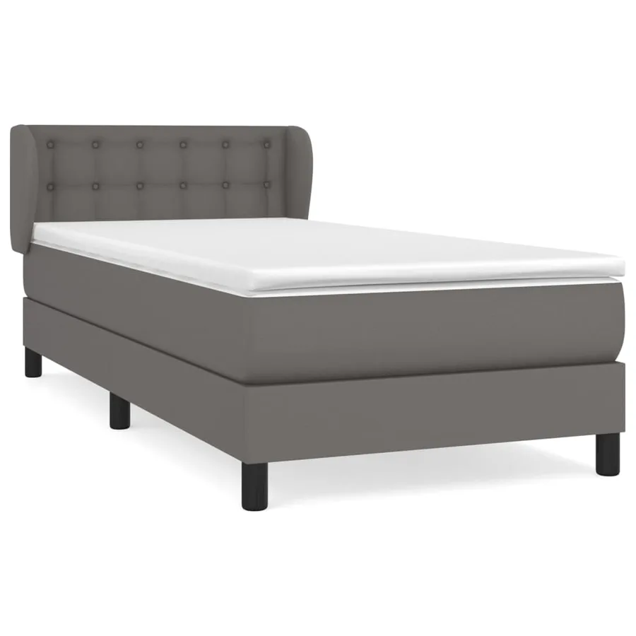 Sommier à lattes de lit avec matelas Gris 90x200 cm Similicuir - 2