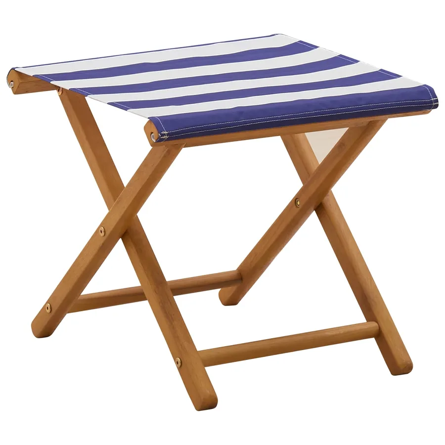 Chaise Longue 2 pcs Bois d'eucalyptus massif Bleu et Blanc - 3