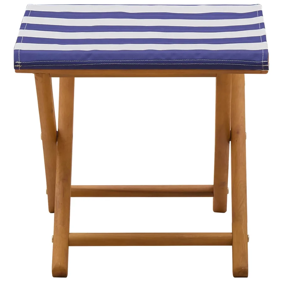 Chaise Longue 2 pcs Bois d'eucalyptus massif Bleu et Blanc - 4