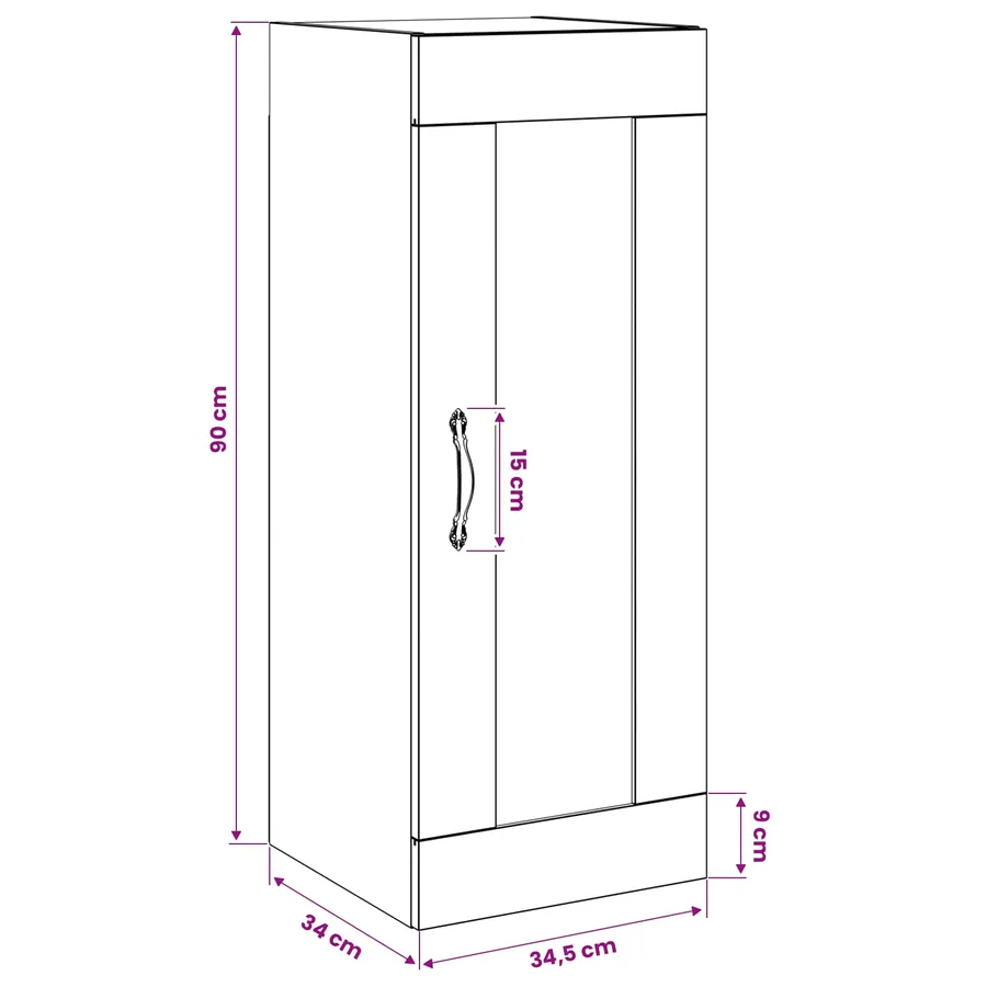 Meuble mural Chêne noir 34,5 x 34 x 90 cm Bois d'ingénierie - 8