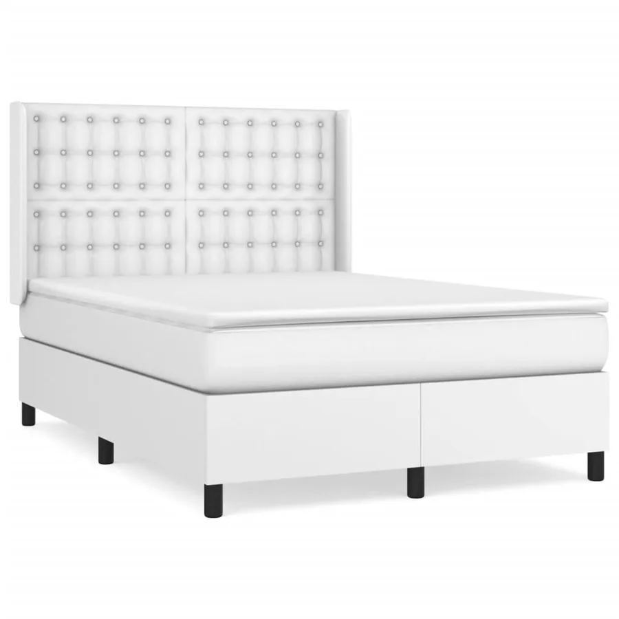 Sommier à lattes de lit avec matelas Blanc 140x200cm Similicuir - 2
