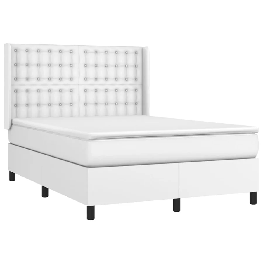 Sommier à lattes de lit avec matelas Blanc 140x200cm Similicuir - 3