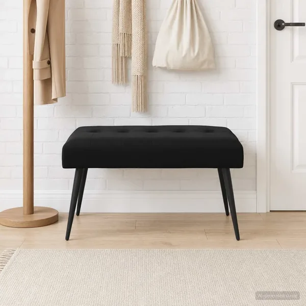 Banc avec capitonnage bouton Noir 80 x 40 x 46 cm Velours