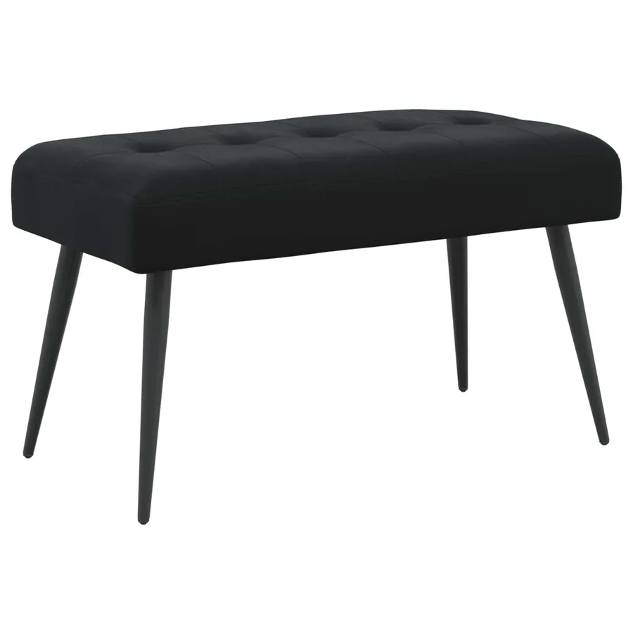 Banc avec capitonnage bouton Noir 80 x 40 x 46 cm Velours - 2
