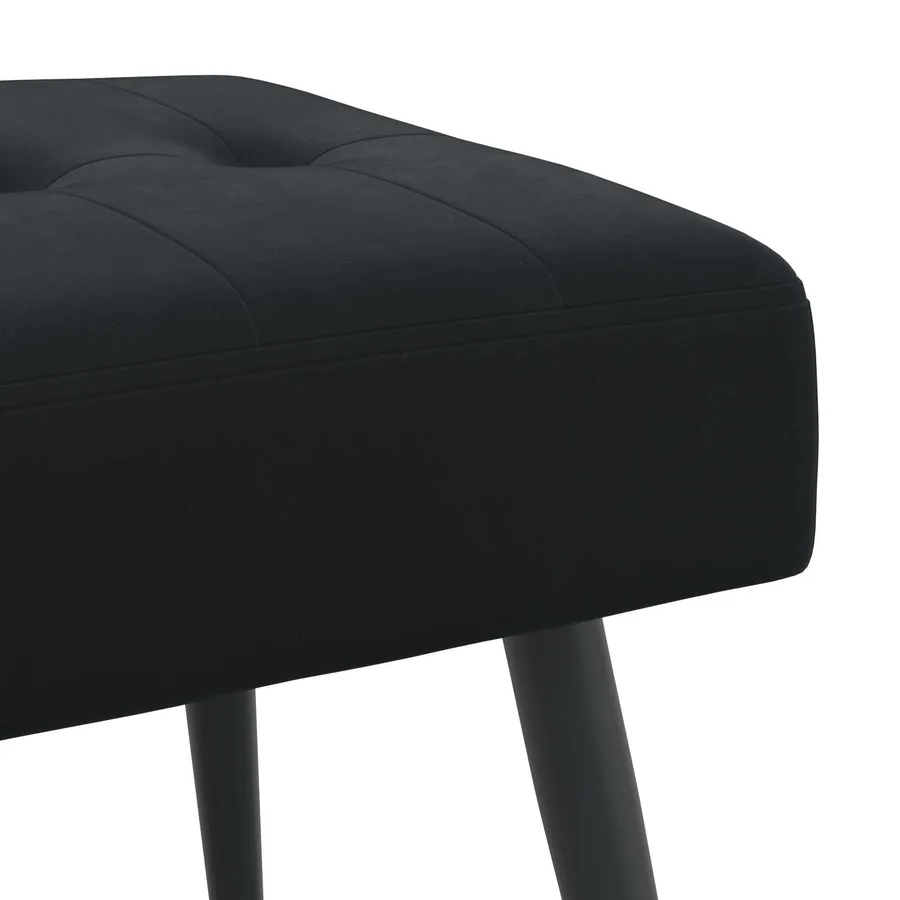 Banc avec capitonnage bouton Noir 80 x 40 x 46 cm Velours - 6