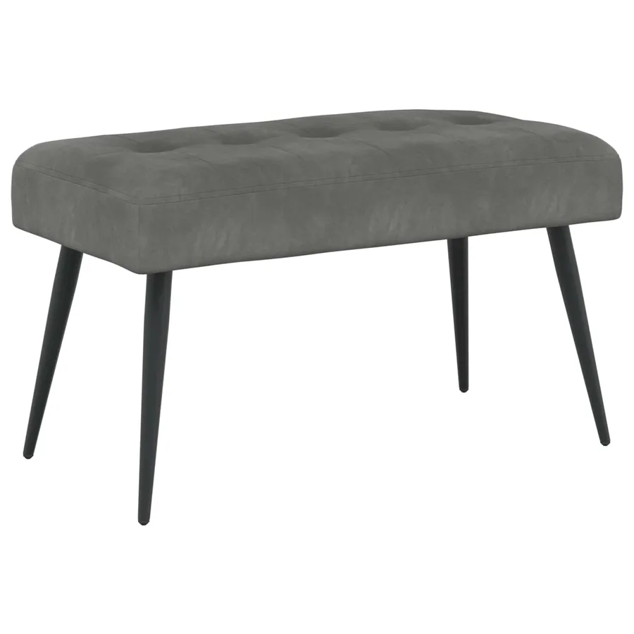 Banc avec capitonnage bouton Gris foncé 80 x 40 x 46 cm Velours - 2