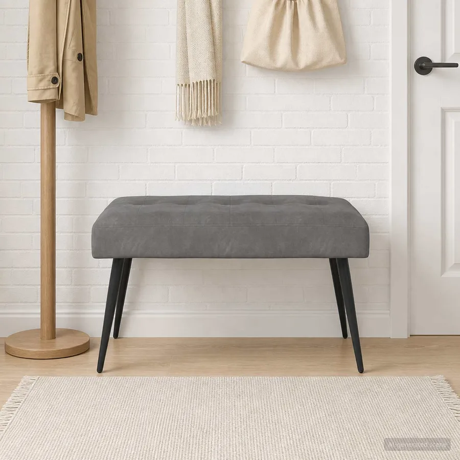 Banc avec capitonnage bouton Gris foncé 80 x 40 x 46 cm Velours - 3
