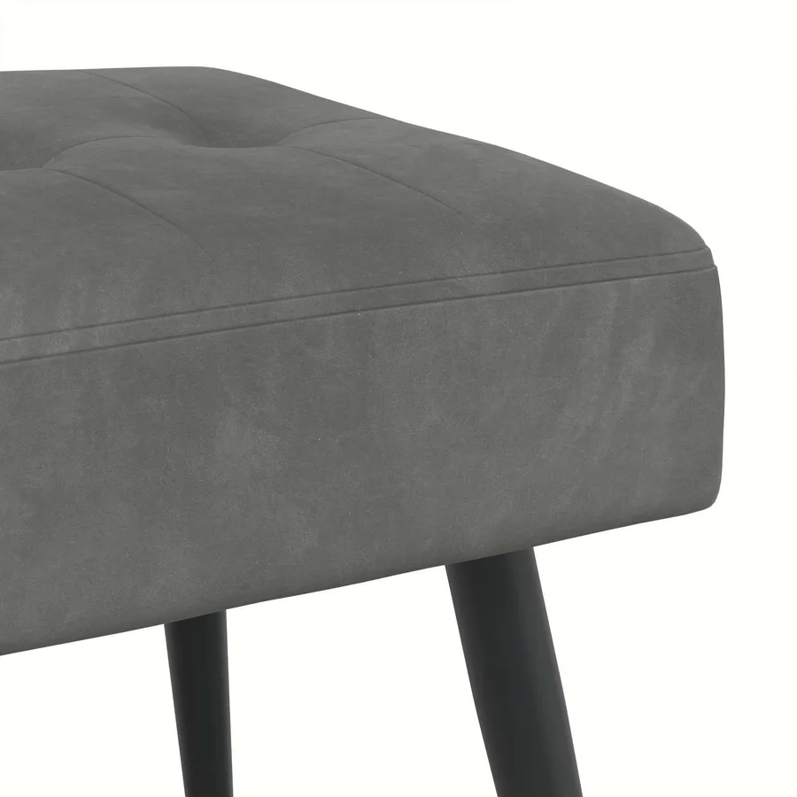Banc avec capitonnage bouton Gris foncé 80 x 40 x 46 cm Velours - 6