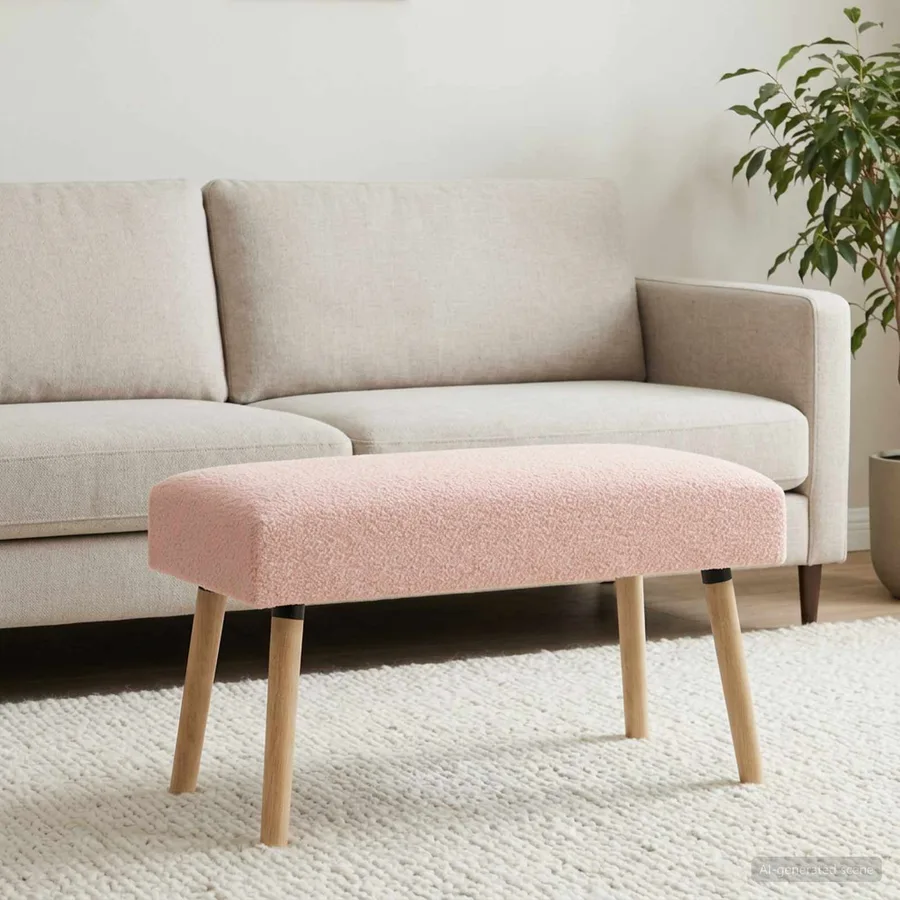 banc Uni Rose 80 x 40 x 46 cm Bouclé - 4