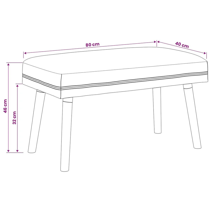 banc Uni Rose 80 x 40 x 46 cm Bouclé - 9