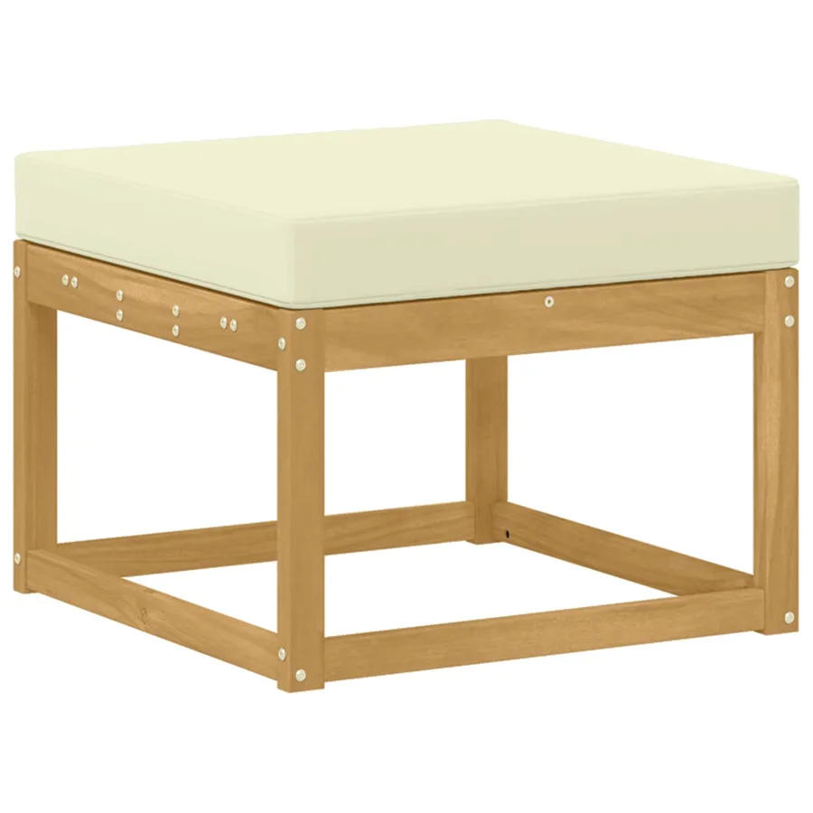 Hocker d'extérieur Bois d'Acacia Massif Blanc - 2