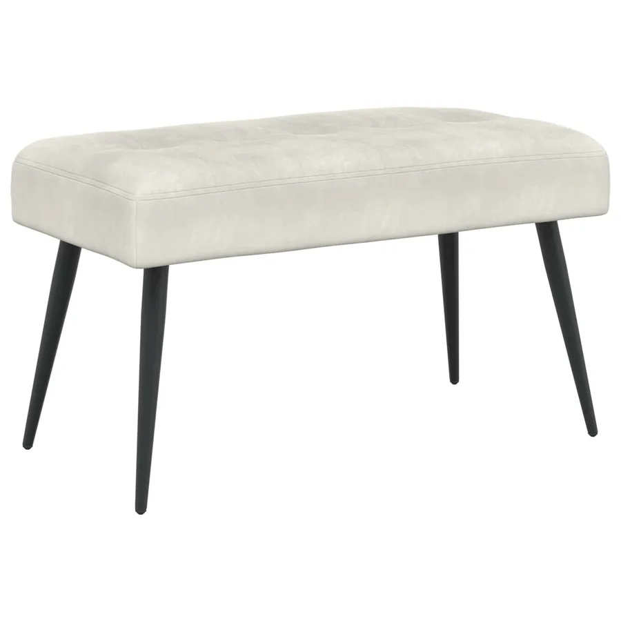 Banc avec capitonnage bouton Crème 80 x 40 x 46 cm Velours - 2