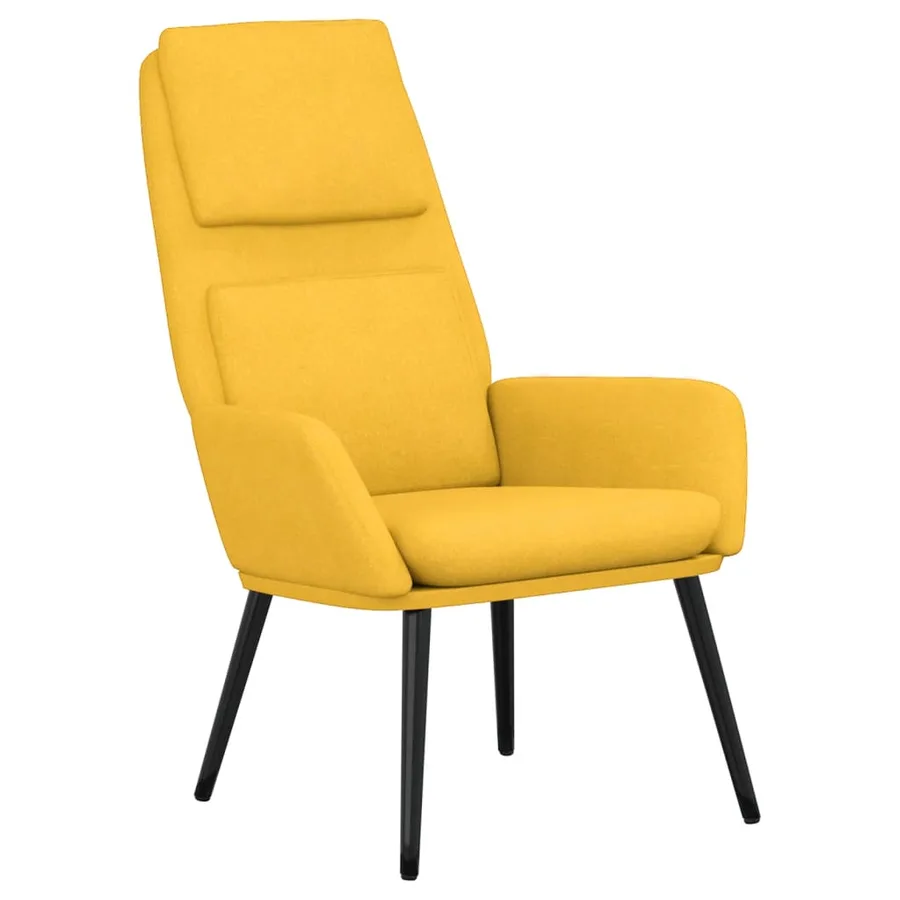 Chaise de détente et repose-pied Jaune moutarde Tissu - 4