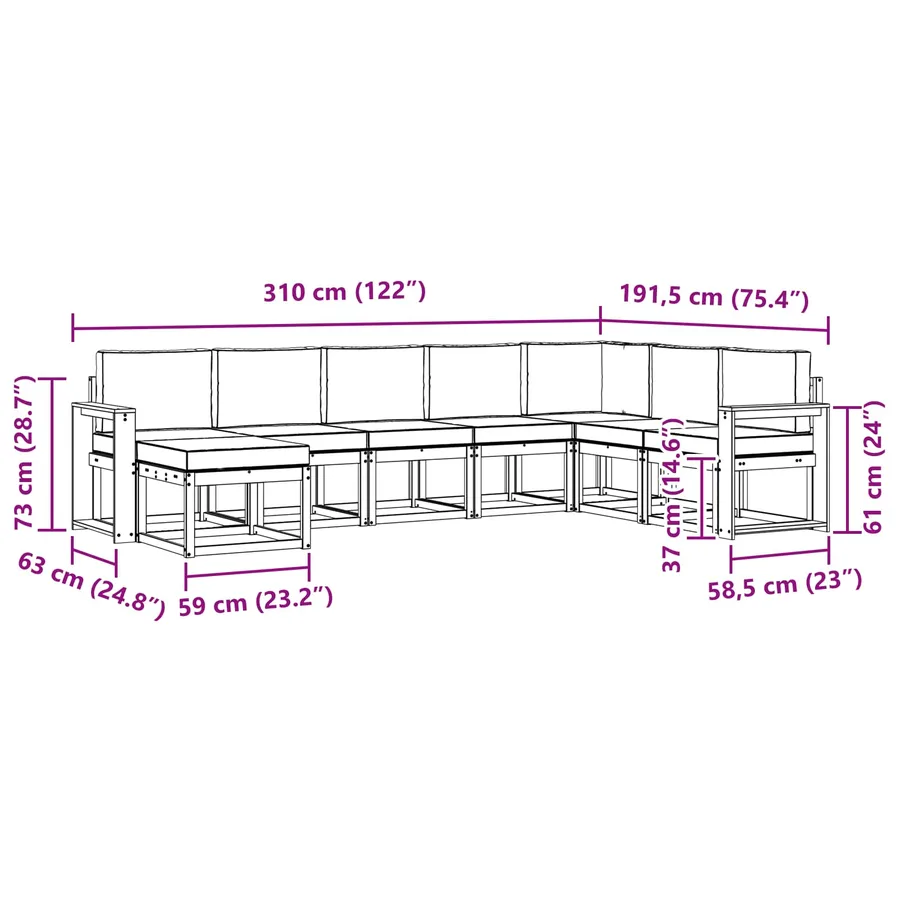 Ensemble de canapés d'extérieur 8 pcs Blanc et crème - 7