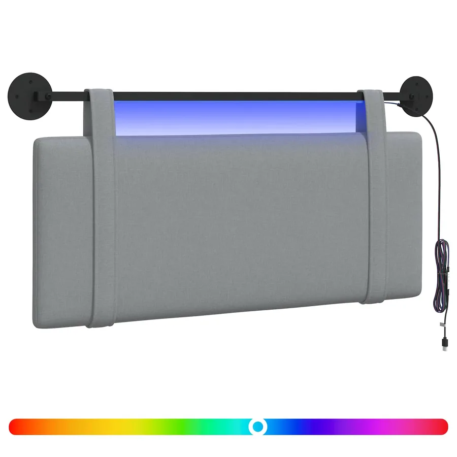 Tête de lit suspendue Avec lumière LED Gris clair Tissu - 2