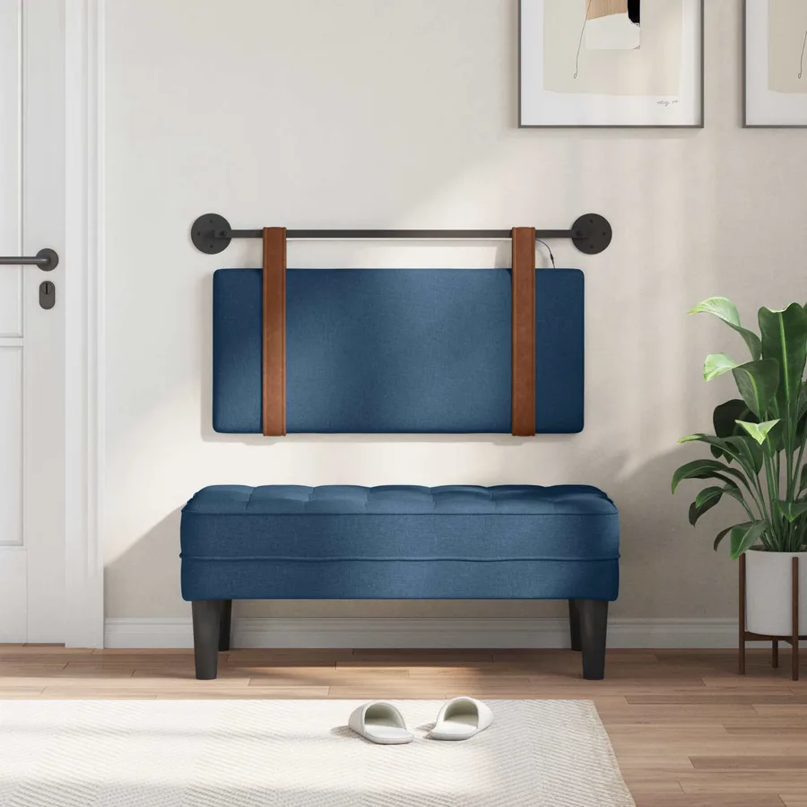 Tête de lit suspendue Avec lumière LED Bleu PU antique - 3