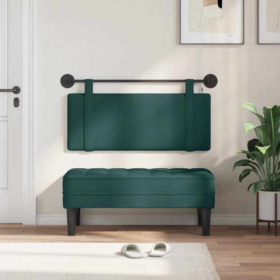 Tête de lit suspendue Avec lumière LED Vert foncé Tissu - 3