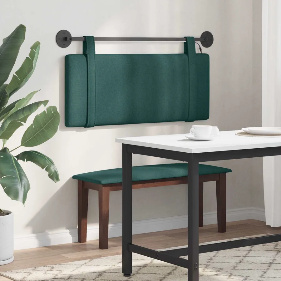 Tête de lit suspendue Avec lumière LED Vert foncé Tissu - 4