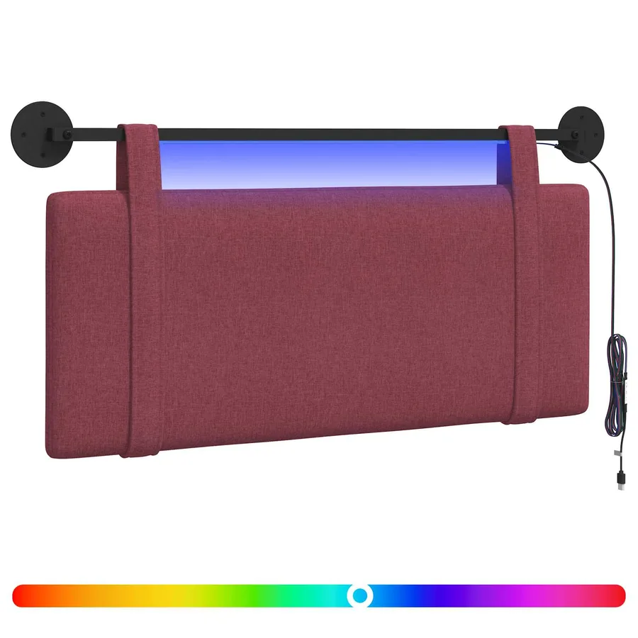 Tête de lit suspendue Avec lumière LED Bordeaux Tissu - 2