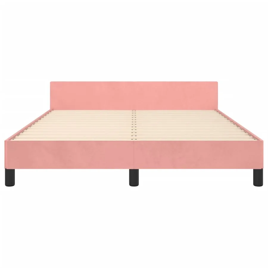 Cadre de lit sans matelas rose 140x190 cm velours - 6