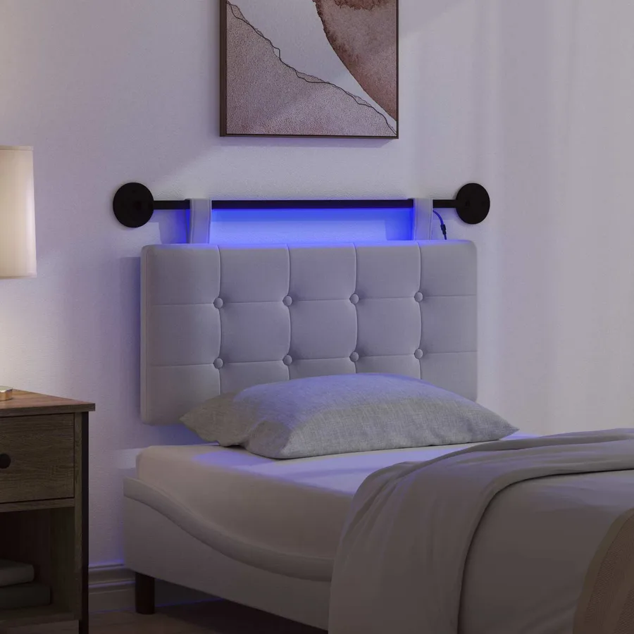 Tête de lit suspendue Avec lumière LED Blanc Tissu - 5