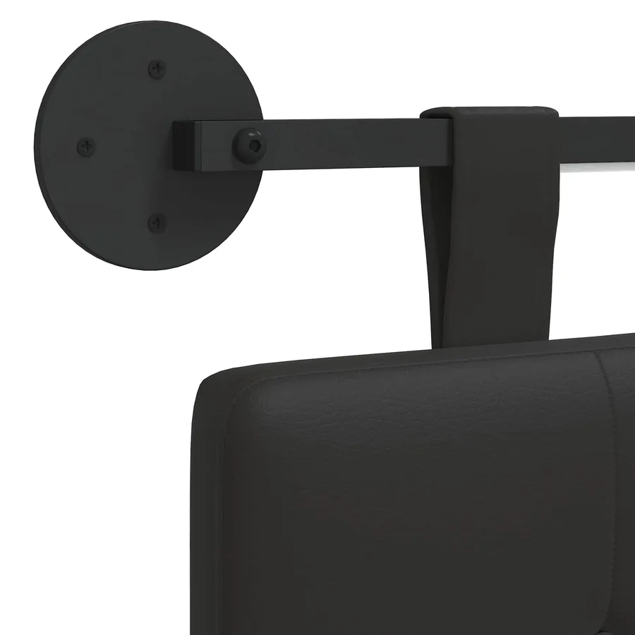 Tête de lit suspendue Avec lumière LED Noir Simili cuir - 8