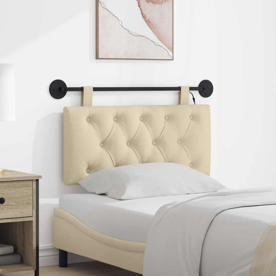 Tête de lit suspendue Avec lumière LED Crème Tissu
