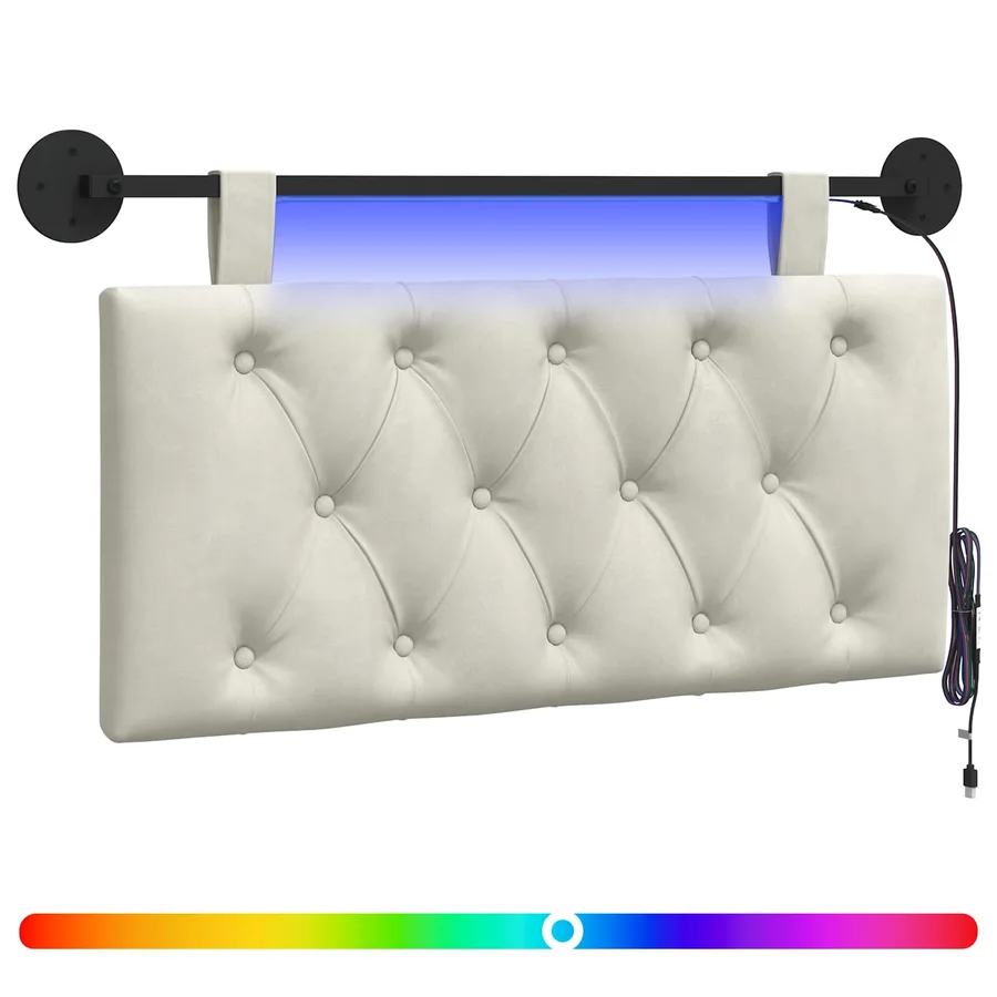 Tête de lit suspendue Avec lumière LED Crème Velours - 2