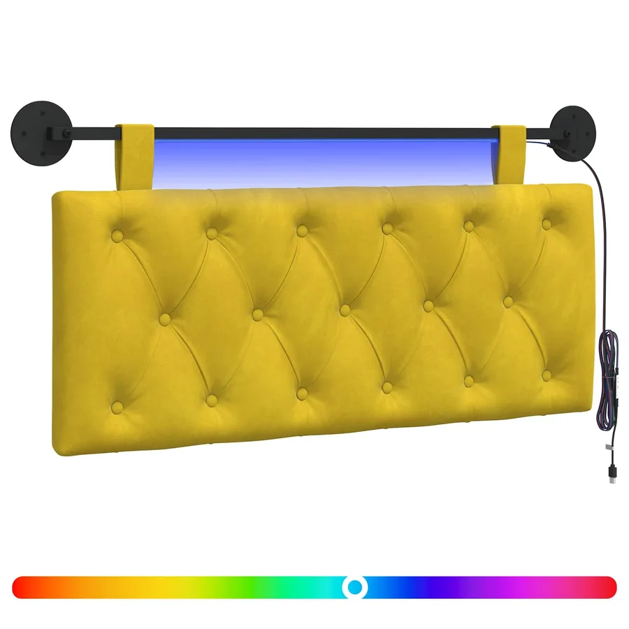Tête de lit suspendue Avec lumière LED Jaune Velours - 2