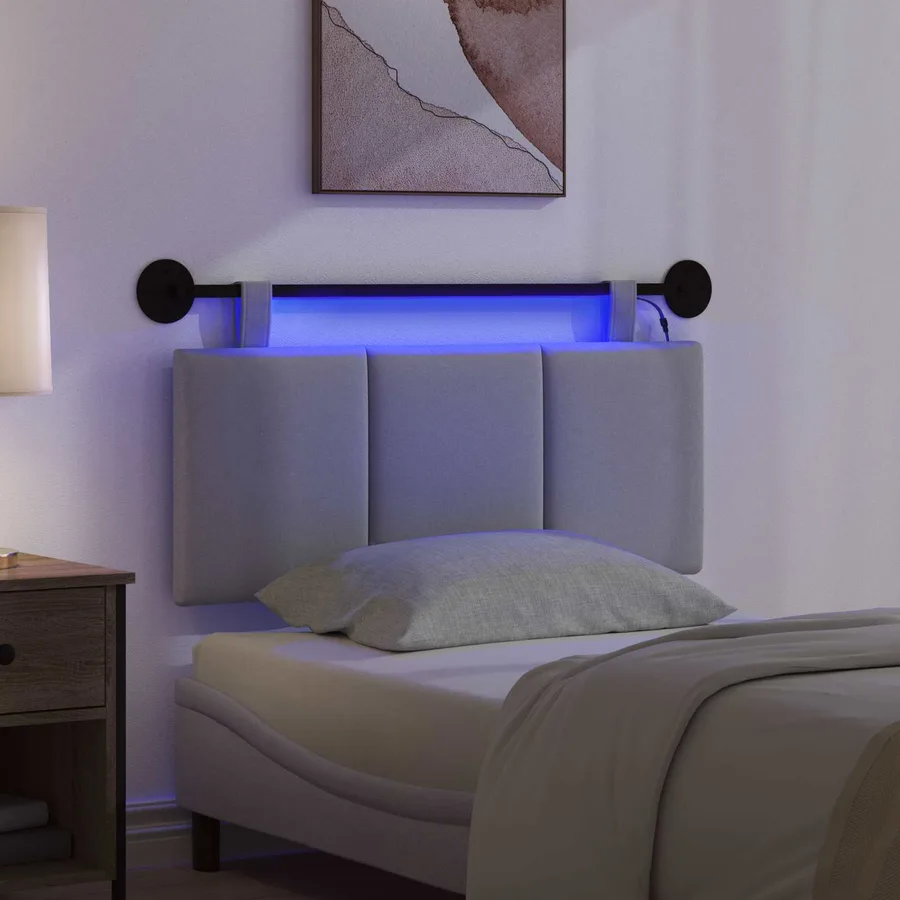 Tête de lit suspendue Avec lumière LED Gris clair Tissu - 5