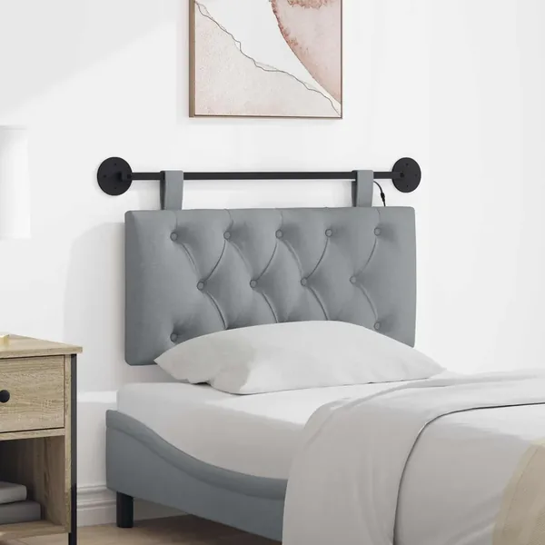 Tête de lit suspendue Avec lumière LED Gris clair Tissu