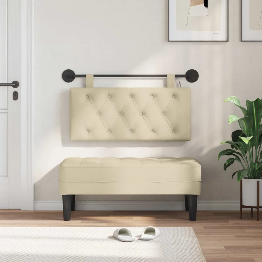 Tête de lit suspendue Avec lumière LED Crème Tissu - 3